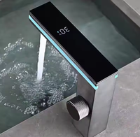 Robinet de lavabo intelligent LED en laiton de luxe avec affichage numérique de la température, hydroélectrique, et cartouche en céramique