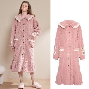 MAQVO-Camisón de Pijama de Lujo para <span class=keywords><strong>Mujer</strong></span>, Ropa de Dormir Gruesa de Lana <span class=keywords><strong>Polar</strong></span> Cálida, <span class=keywords><strong>Albornoz</strong></span> Largo, Stock, Venta Al por Mayor - Product Image 4