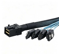 Kabel Hard Disk Drive Server SFF 8643 ke 4 Port SATA 7Pin, Kabel Data Internal Mini SAS HD, Rakitan Kabel dengan Selubung Kepang