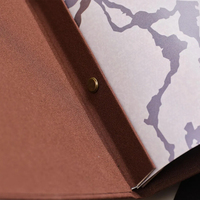 Porte-menus en tissu classique rétro imprimé sur mesure, logo, texte, quincaillerie antirouille pour restaurants, menus pliés en A4, demi-lin