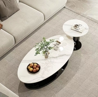 Italienischer Stil Glänzender Gesinterter Stein Ovaler Couchtisch-Set Modernes Design Langlebiges Dekoratives Luxus-Wohnmöbel