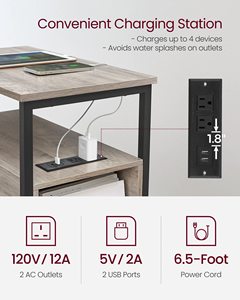 Side <strong>Table</strong> with Charging Station Narrow End <strong>Table</strong> with 2 Drawers <strong>Slim</strong> Nightstand and <strong>Bedside</strong> <strong>Table</strong> with Storage - Product Image 3