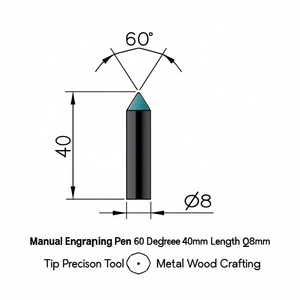 Manual Engraving Pen 60 Degree 40mm Length 8mm Tip Precision <b>Tool</b> for Metal Wood <b>Crafting</b> - Product Image 2