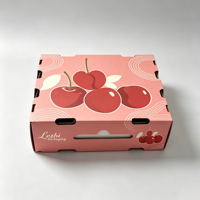 Caja de Cartón Corrugado para Cerezas con Impresión Personalizada, Caja con Base y Tapa para Frutas, Caja de Envío para Cerezas con Asa