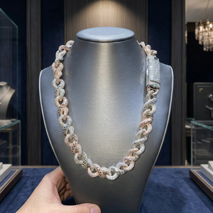 สร้อยคอไข่มุกสีขาว Infinity Luxury Link Chain ขนาด 10/12 มม. ประดับเพชร Moissanite คุณภาพ VVS1 หรูหรา ผ่านการทดสอบด้วยเครื่องตรวจสอบเพชร - Product Image 3