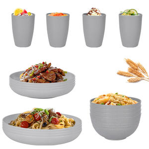 Service de table rond en paille de blé, 16 pièces, durable, léger, incassable, assiettes, bols et tasses pour 4 personnes - Product Image 3