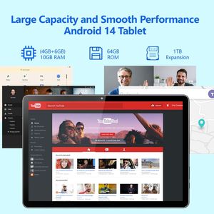 Tableta Android 15 de 10.1 Pulgadas WiFi 6 4GB RAM 64GB ROM Procesador Octa Core de 1.8GHz Cámara de 2.0MP/8.0MP Soporte OEM Éxito de Ventas en Línea - Product Image 5