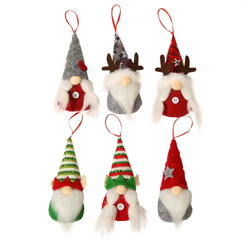 2024 Glitzernd Weihnachts-Elfenpuppe Weihnachtsmann Gnome Plüschpuppe frohe Weihnachten Dekorationen für Heim Zier Weihnachtsbaum-Aufhänger