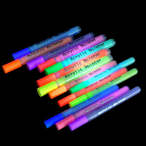 Marqueurs fluorescents néon de 0.7mm et 2mm pour peinture rupestre, tissu, verre, bois et bricolage, 14 pièces - Product Image 1