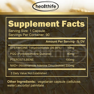 Complément de spermidine, capsules de spermidine, chlorhydrate de spermidine, PQQ, pterostilbène, capsules de NAD - Product Image 4