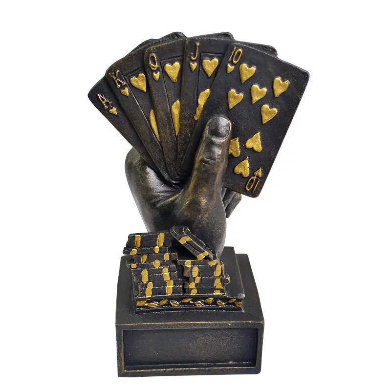 Souvenir del casinò 3 colori Metal Poker Card vincitore del torneo coppa del casinò trofeo del Poker gioco del Poker premio premio decorazione della casa 1 pz