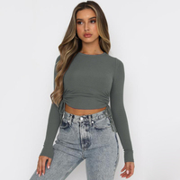 T-shirts pour femmes à manches longues, coupe ajustée, en jersey de coton élasthanne respirant, style décontracté printemps-automne, impression personnalisée