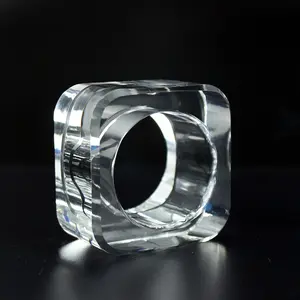 Optical Transparent Crystal Square Napkin Holder Wedding Napkin Rings Hotel Party Decoration