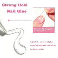 Kit d'adhésif semi-solide rose pour ongles, tube de 10g avec dissolvant pour faux ongles à presser, séchage rapide, sans UV