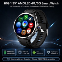 Montre connectée 4G 5G avec écran rond de 1,95 pouce, carte SIM, appel vidéo, 3 Go de RAM, 32 Go de stockage, caméra, Wi-Fi, batterie de 1990 mAh, compatible avec les téléphones Android