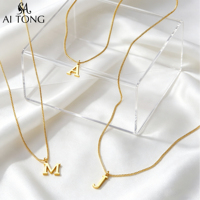 Collar con Colgante de Letra Inicial Mayúscula en Acero Inoxidable Chapado en Oro, Personalizado al por Mayor, para Mujer, Regalo para Uso Diario, Fiestas o Cumpleaños