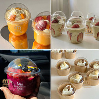 Gobelets en plastique personnalisés pour crème glacée, yaourt aux fruits, smoothie, mini gobelets jetables pour desserts avec couvercle, gobelets en plastique transparent en forme de U pour parfait