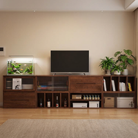 Ensemble de meuble TV et table basse en bois massif de style minimaliste nordique, noyer noir d'Amérique du Nord, armoire de rangement pour salon