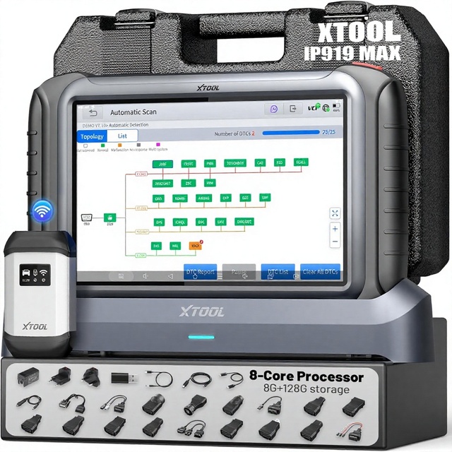 For High-end Diagnostic Tool IP919 MAX J2534 OBD2 Scanner ECU Programming Topology Map 51+Resets Coding Full System 1 Year