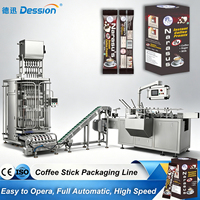 Ligne complète d'emballage de poudre de café en stick, machine d'emballage de poudre de café 3 en 1, machine d'emballage de boîtes de café en stick, machine de mise en carton