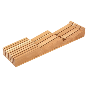 Wood Drawer <b>Knife</b> Organizer Holds 3 <b>Long</b> & 4 Short Blades Down <b>Knives</b> Block Only Product Category-Blocks & Roll Bags - Product Image 1