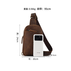 Dujiang Men's Chest <b>Bag</b> Genuine Leather Multi Functional Crossbody Everyday Use Spring 2024 - Product Image 5