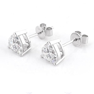 Boucles <span class=keywords><strong>d</strong></span>'oreilles en <span class=keywords><strong>diamant</strong></span> de laboratoire taille cœur certifiées IGI 0,5-2 carats Or blanc Bijoux de mode en gros pour femmes River Time - Product Image 1