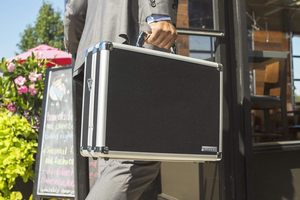 Khóa Briefcase-18x14.25x5 inch polyester không thấm nước trường hợp máy tính xách tay với dây đeo-dây kéo đóng cửa cho nam giới/phụ nữ cặp màu đen - Product Image 5