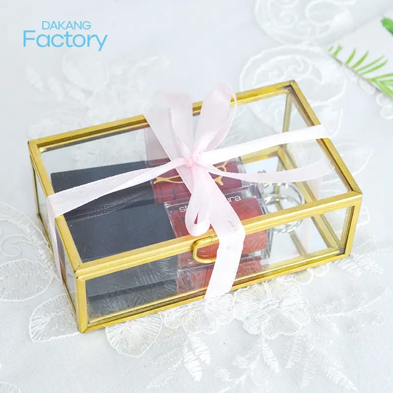Boîtes à bagues de stockage Tiroir à bonbons pour maquillage Emballage de fleurs pour mariage Boîte à bijoux personnalisée en verre transparent