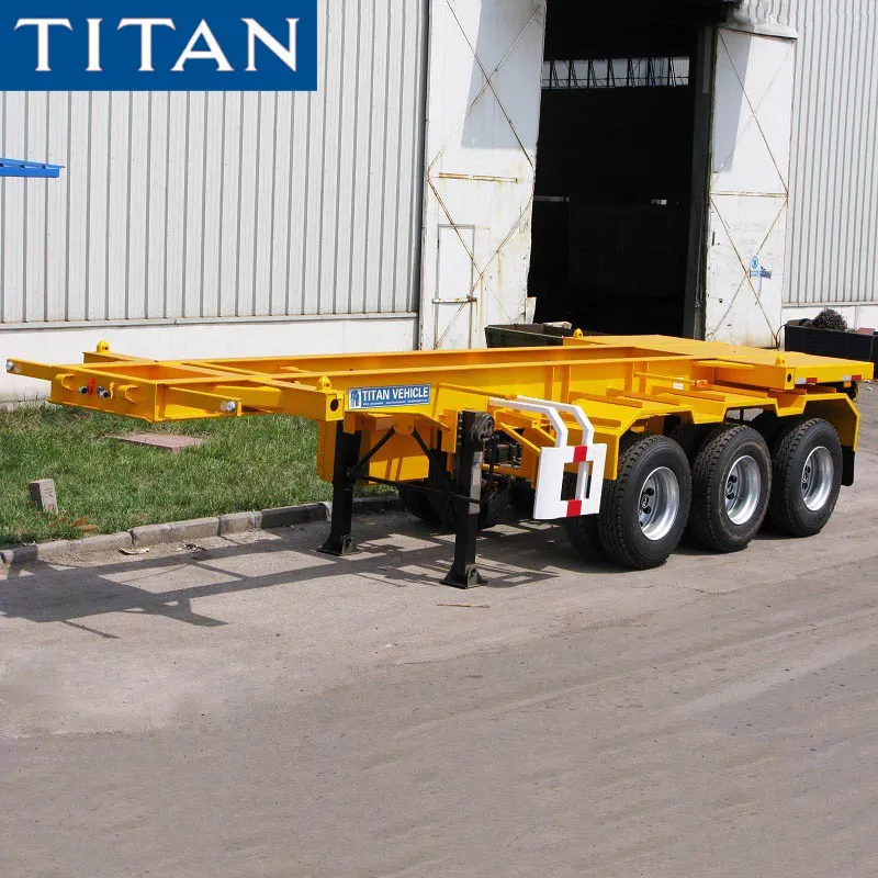 Tri Axle Skeleton Container Casis 20Ft, Trailer Kontainer Pengiriman