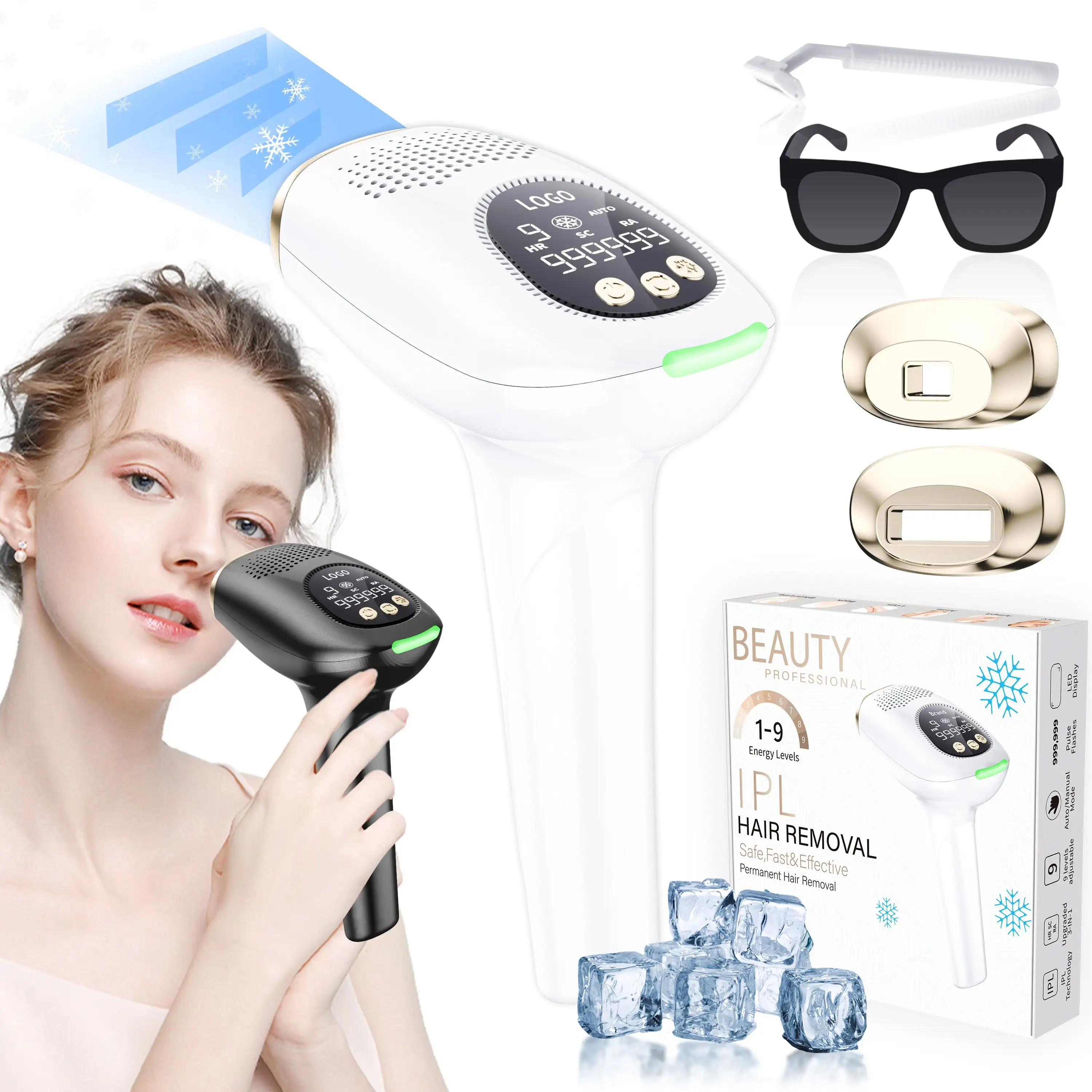 SWIDA 2024 Portable ABS Handheld IPL Hair Removal Device Painless Home Machine for Face Head Feet Hand Hair Removal