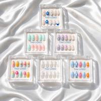 Faux Ongles à Presser Designer 3D Collection Mixte Vente en Gros Personnalisée Faux Ongles Artificiels Motifs Floraux Perles Tropicales