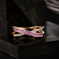 Edelstein-Ringe Großhandel 18K Roségold Edelstein-Diamantring Maßgefertigter Modeschmuck OEM Verlobungsring mit Rosa Saphir