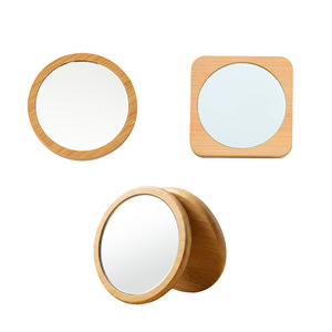 Bamboo Round Mini Makeup <b>Mirror</b> Portable Aluminum Lens Makeup <b>Mirror</b> For Travel And Personal Gift - Product Image 4