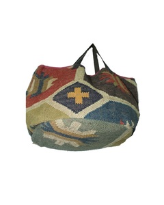 Bolso Tote Indio Geométrico Hecho a Mano, Precio al por Mayor, para Mujer, de Algodón Grueso, con Correa de Cuero, Estilo Vintage, Bolso de Hombro Tipo Clutch - Product Image 3