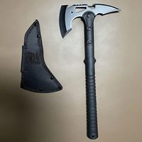 Hache tactique, hache de camping noire, hache de combat noire avec ouvre-bouteille, utilisée pour la coupe en plein air, la chasse et la survie