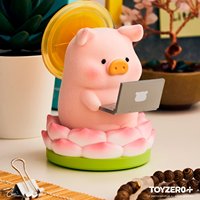 Caja Sorpresa Auténtica TOYZEROPLUS LuLu la Cerdita con Figura Decorativa Flocada de la Serie El Cerdo Ocupado en el Trabajo