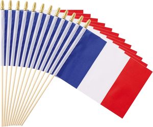 Expédition rapide, stock neuf, mini drapeau français en bois, petit drapeau à main pour les défilés sportifs, les fêtes, les décorations de <span class=keywords><strong>festivals</strong></span> - Product Image 1