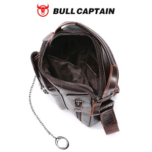 Sac à bandoulière pour homme en cuir véritable BULLCAPTAIN, petit sac à main pour le travail, sac de voyage pour homme, sac bandoulière - Product Image 5