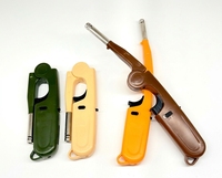 Briquet pliant pour barbecue, briquet de cuisine en plastique à flamme puissante, briquet à gaz sécurisé avec verrouillage, briquet pistolet pour barbecue