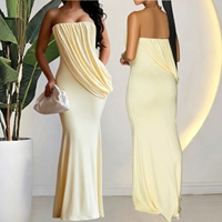 J797 Robe longue tube sans manches tendance pour femme, style streetwear sexy, élégante et unique, couleur unie, pour l'été