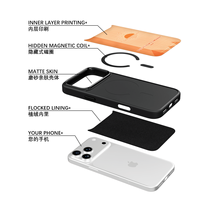 Coque de téléphone AG Feeling Black Edge avec motif soleil levant orange doré pour iPhone 17, 17 Pro Max, 16 Pro, 15 – Coque magnétique