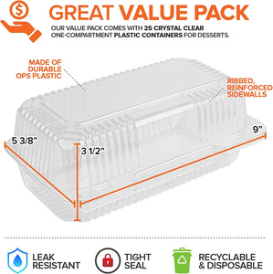 Plateaux à emporter en plastique 9x5 pouces, conteneurs à Dessert, récipient alimentaire à charnière en plastique - Product Image 6