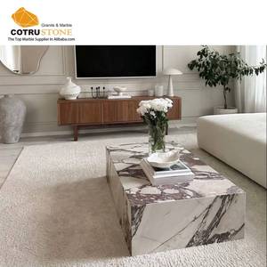 <span class=keywords><strong>Table</strong></span> <span class=keywords><strong>basse</strong></span> rectangulaire en marbre moderne de luxe avec finition lisse et base robuste design sans couture pour le salon - Product Image 4