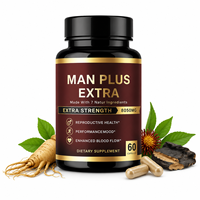 Capsules de Maca Plus pour Hommes, Marque Privée OEM ODM, Complément Herbal pour Booster l'Énergie et Soutenir l'Augmentation de Taille, 60 Comprimés