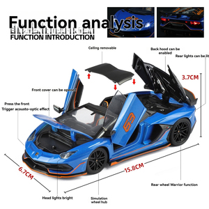 รถโมเดลโลหะหล่อขึ้นรูป Hot Diecast ขนาด 1:32 รุ่น Lambor <span class=keywords><strong>SVJ63</strong></span> รถสปอร์ตคลาสสิก พร้อมเสียง ไฟ ประตูเปิดได้ ระบบดึงหลัง วัสดุอัลลอยด์ เหมาะสำหรับตั้งโชว์ ของขวัญ ของเล่น - Product Image 3