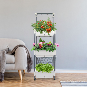 Système de culture hydroponique vertical pour plantes et légumes, avec plateaux de culture en plastique, pour jardin intérieur, hauteur réglable - Product Image 1