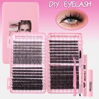 Vente chaude DIY Cluster Cils Livre Kit À La Main 30D 40D 50D 80D 100D Mixte Longueur D Curl Fans Cils Ensemble En Gros