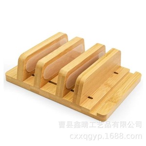 Bamboo Mobile Phone And <b>Tablet</b> <b>Stand</b> 22.6X16X16Cm Desktop Storage Rack For Office Use - Product Image 2