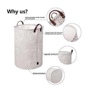 Cesta de lavandería con asa de cuero duradera, bolsas plegables, cesta de lavandería - Product Image 4